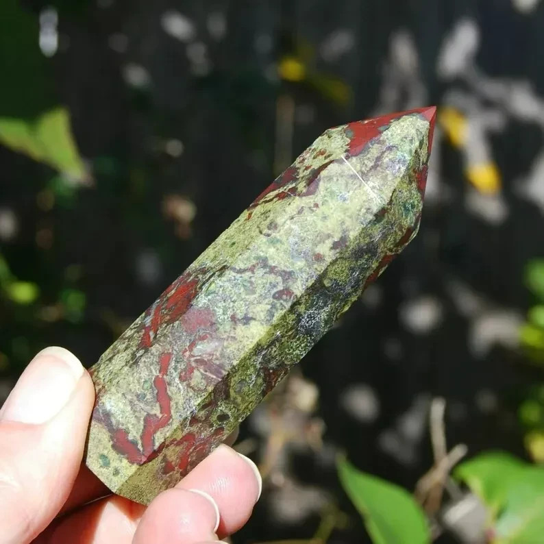 Dragon Bloodstone Tower Point Healing Crystal Wands Reiki Obelisk Home Decor 1pc