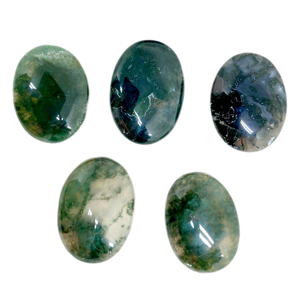 Natural Moss Agate Palm Stone Green Rock Crystal Healing Reiki Polish Worry Ston