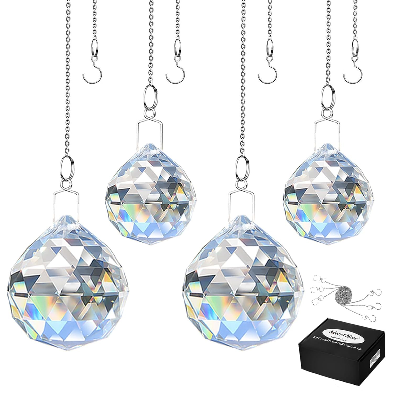 4 Pack Clear TOP K9 Crystal Prism Ball Pendant Sun Catcher Kit