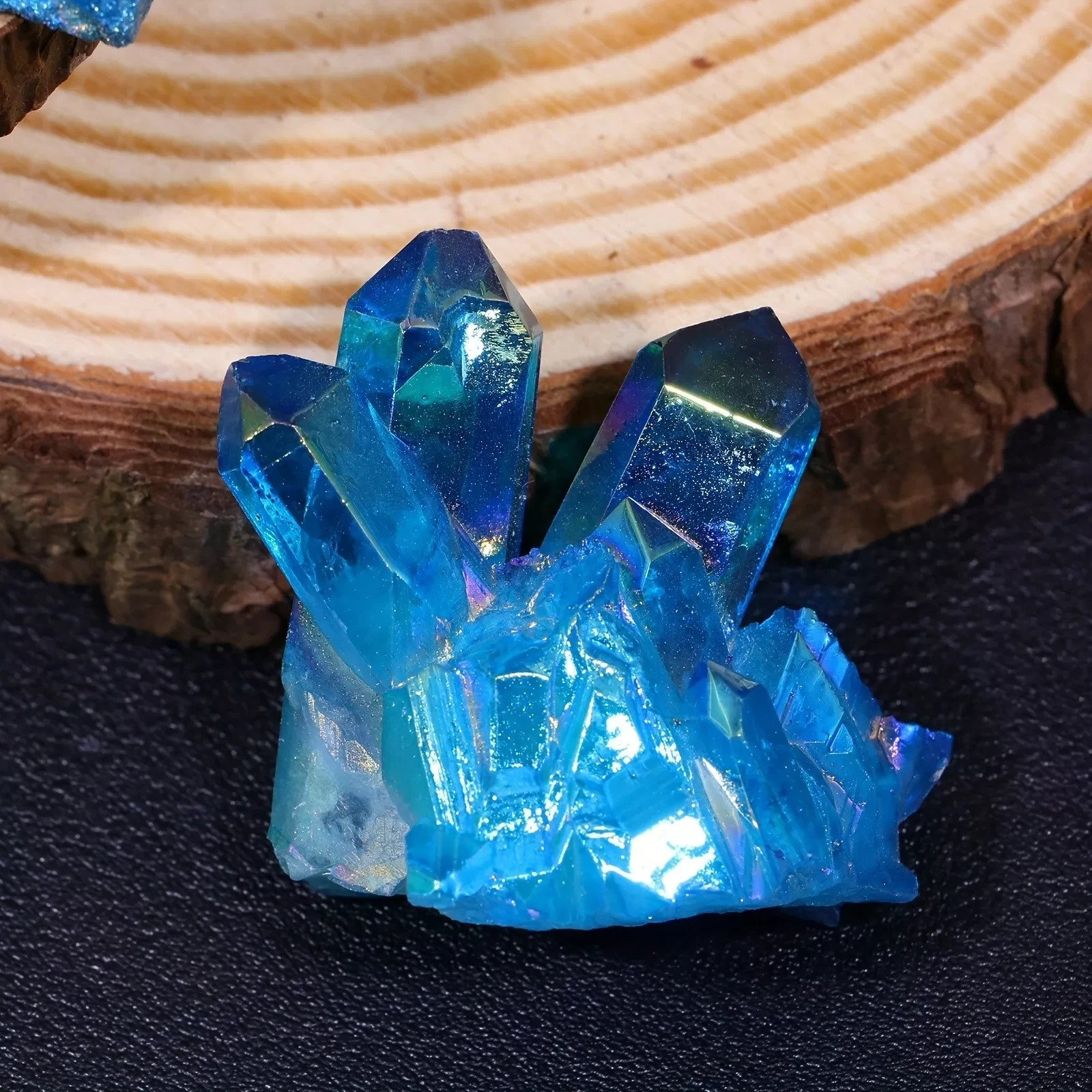 Titanium Aura Blue Crystal Rainbow Healing Cluster Geode Mineral Specimen