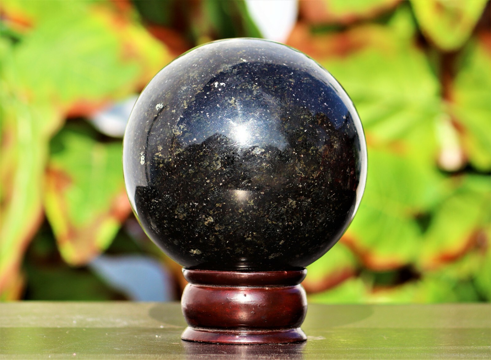 Superb 110MM Black Nuummite Stone Sorcerer’s Stone Healing Metaphysical Sphere
