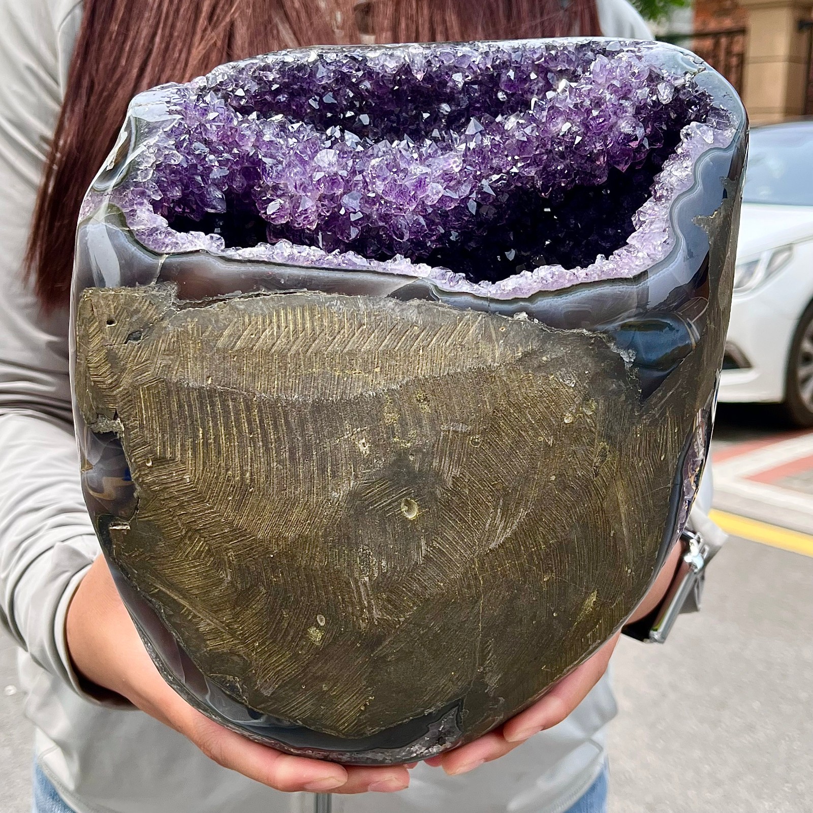 15.23LB High quality amethyst agate coin bags attract wealth crystal specimens