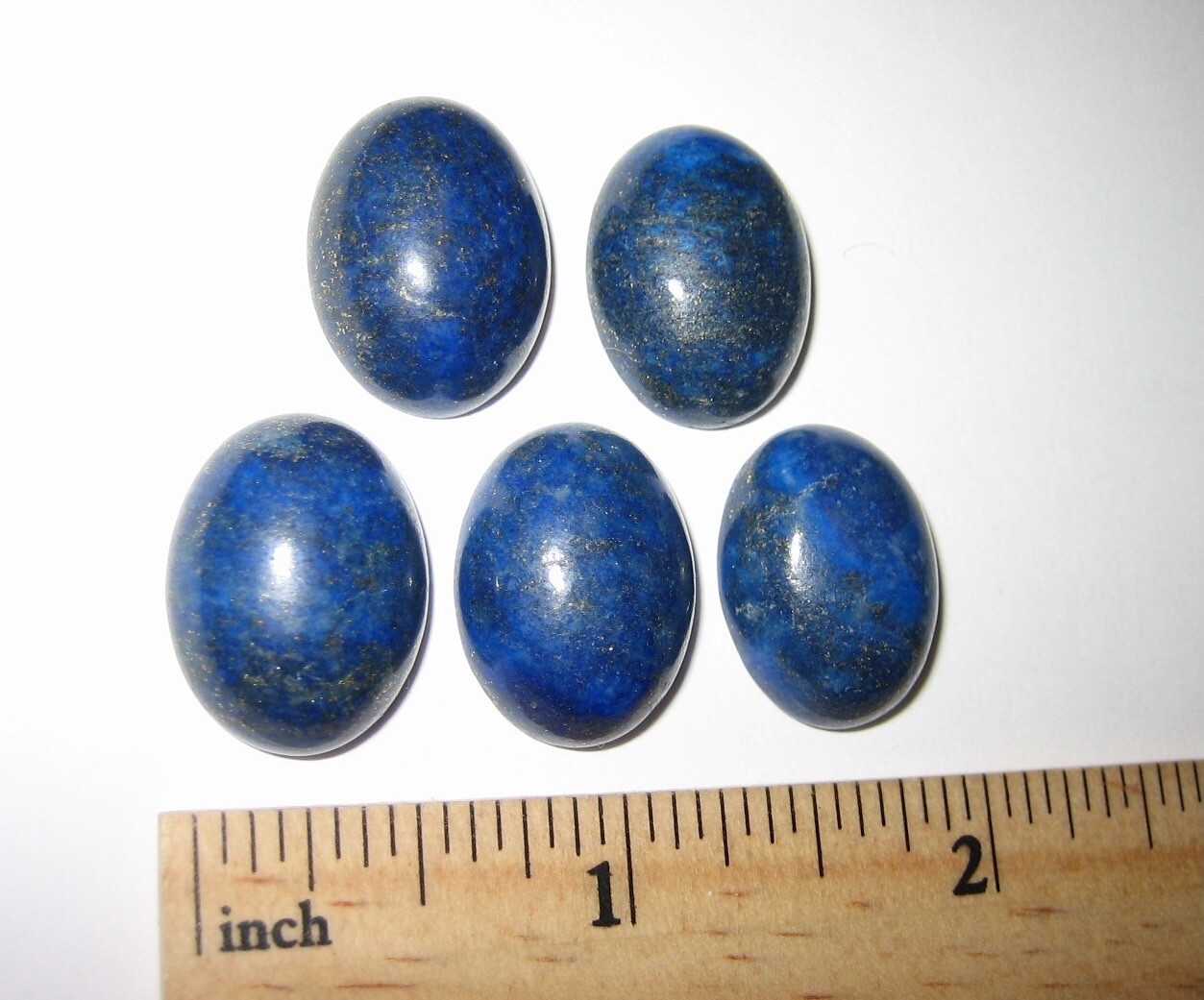 5 POLISHED NATURAL 20 x 15mm LAPIS LAZULI STONE CABOCHONS AFGHANISTAN 20grams *A