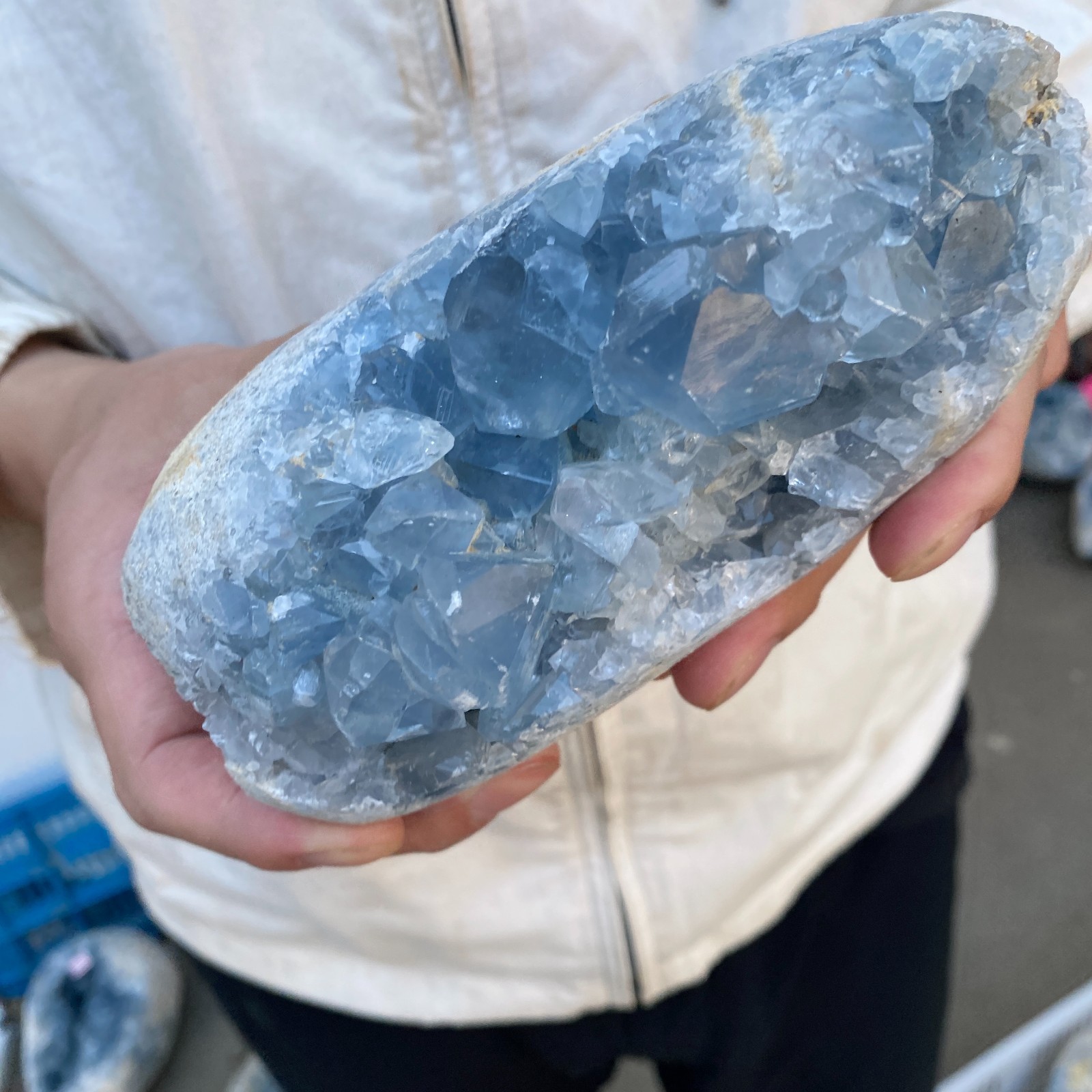 3.7LB Celestite Cluster Blue Geode Crystal Rock Yoga Meditation Reiki Decor