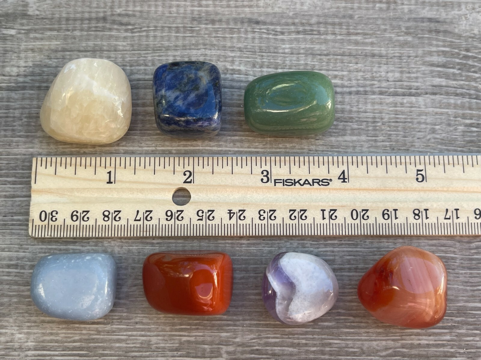 Chakra Genuine Tumbled Stone Set 7 With Chakra Print Cotton Bag, Wholesale Bulk