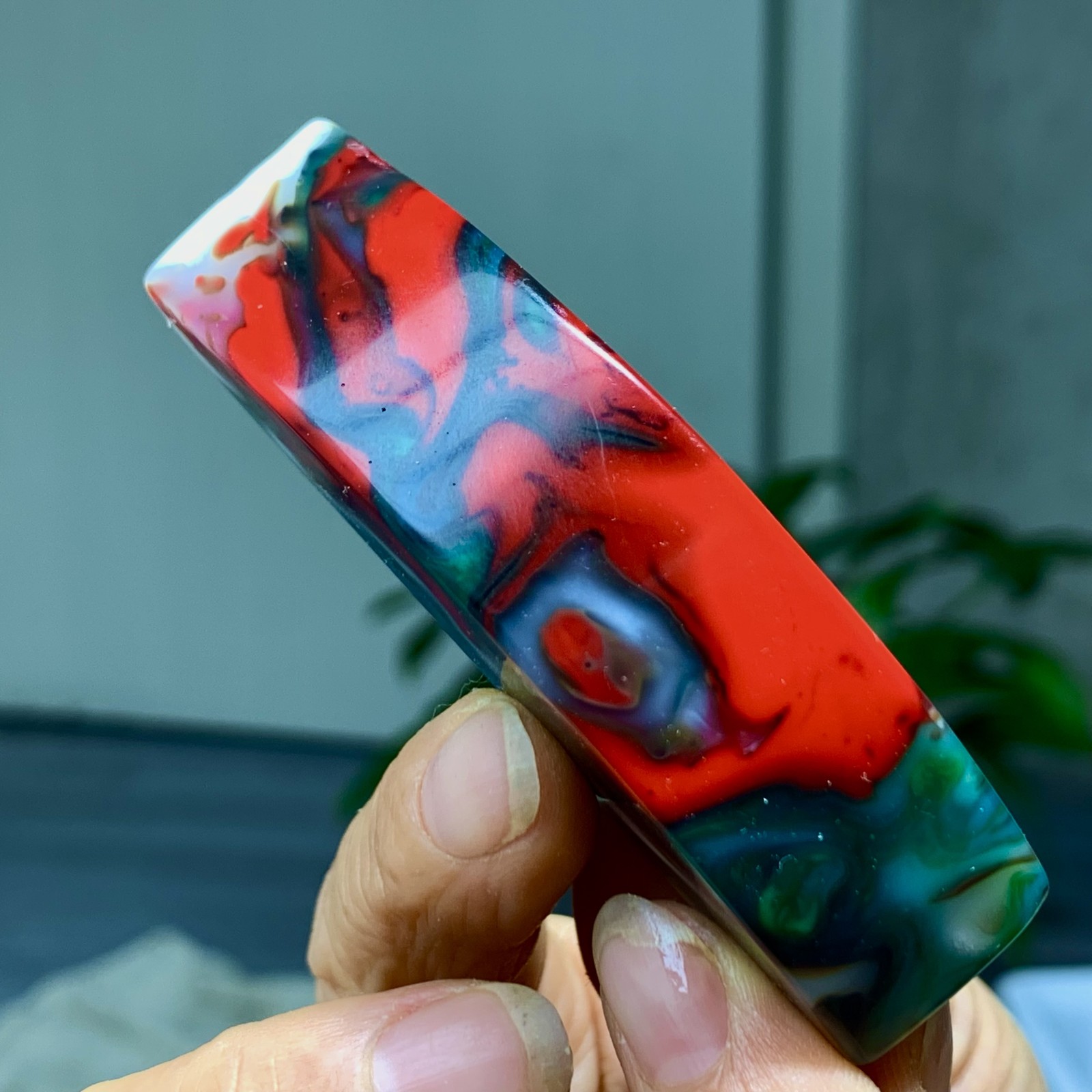 80G Natural NanHong Agate block multicolored Pattern Cabochon mineral Crystal