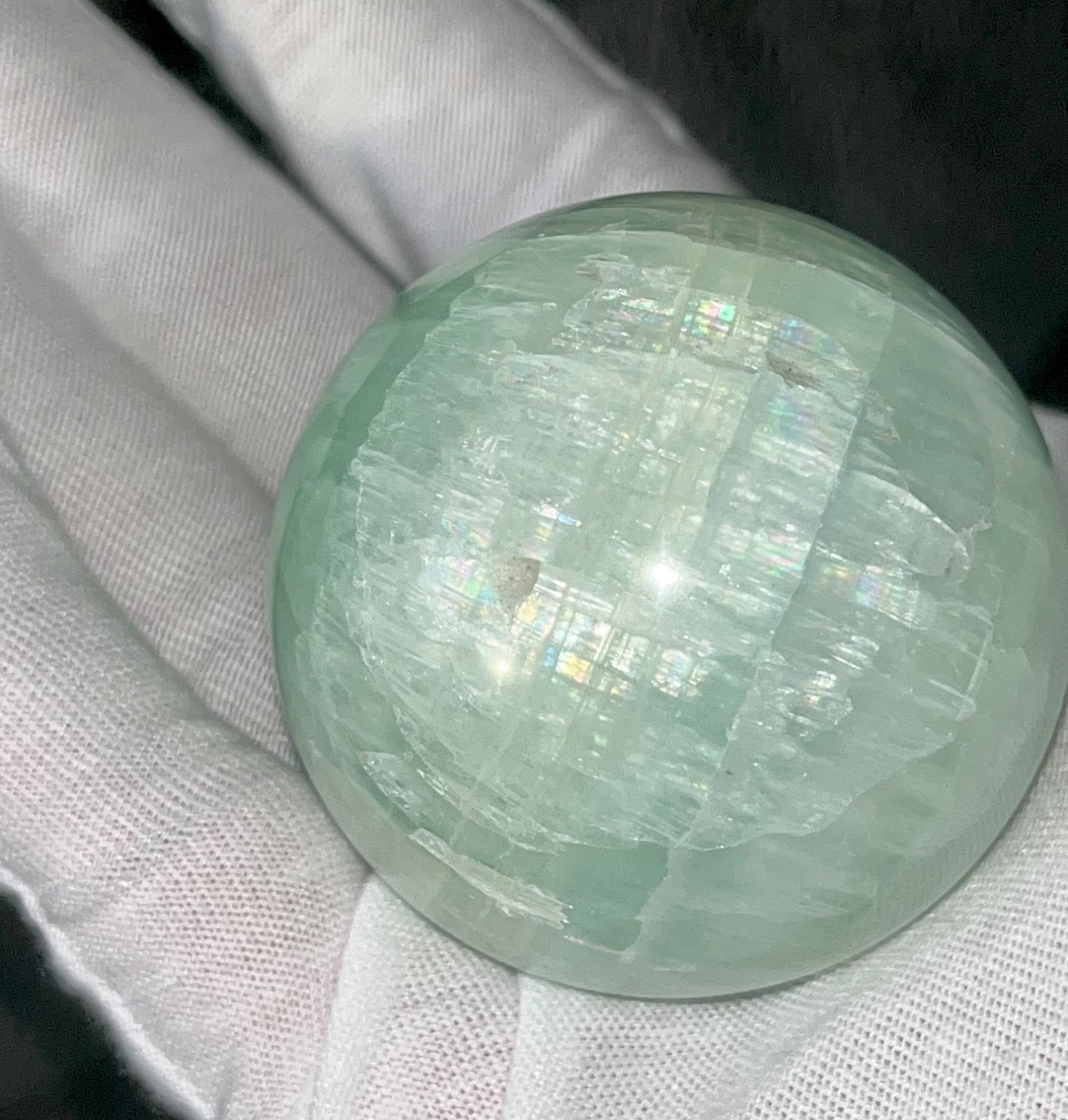 ✨🟢🩵NEW ITEM! 🟢🩵 PISTACHIO CALCITE large crystal sphere beauty 190g 49mm