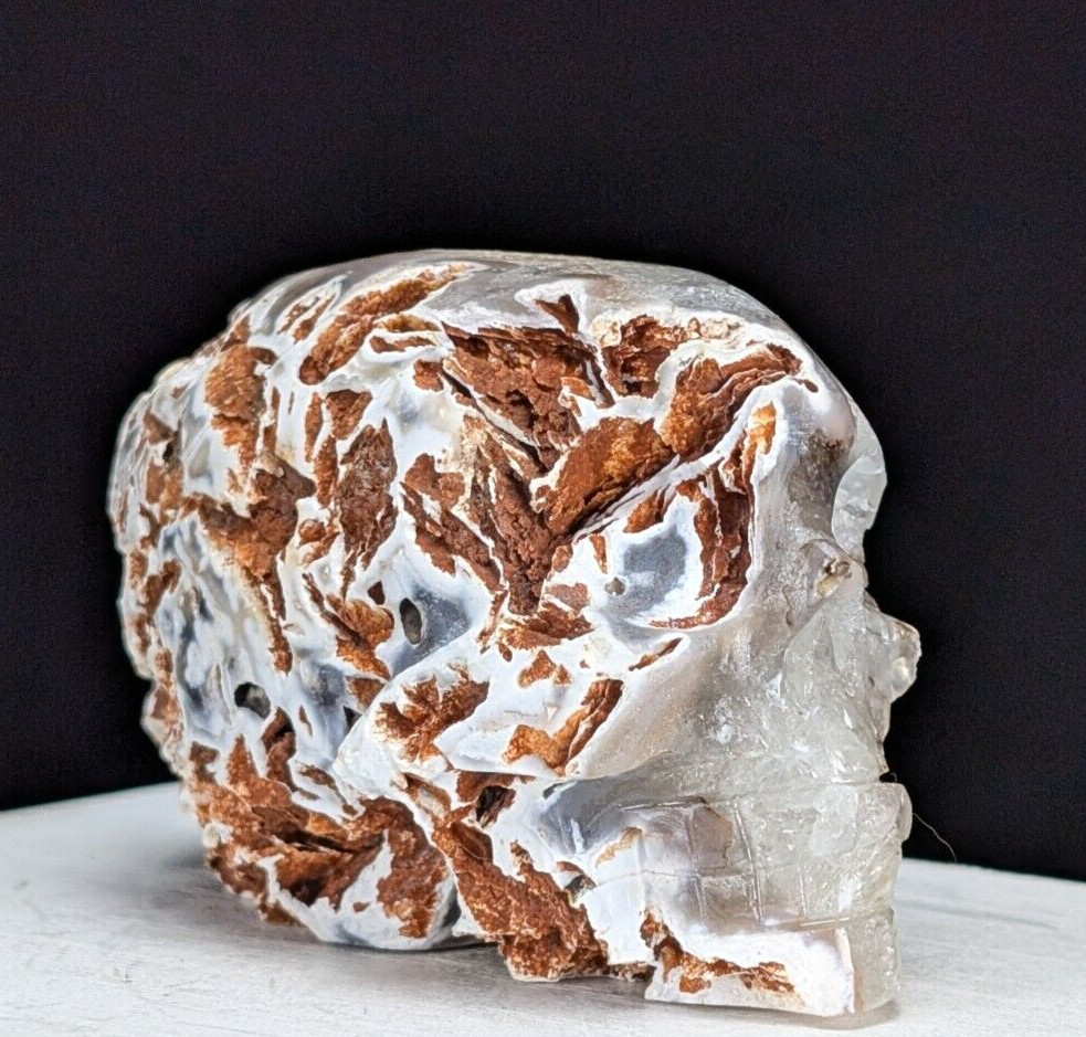 Quartz Skull Carving Druzy Geode Half Face Large Crystal Chakra Gemstone