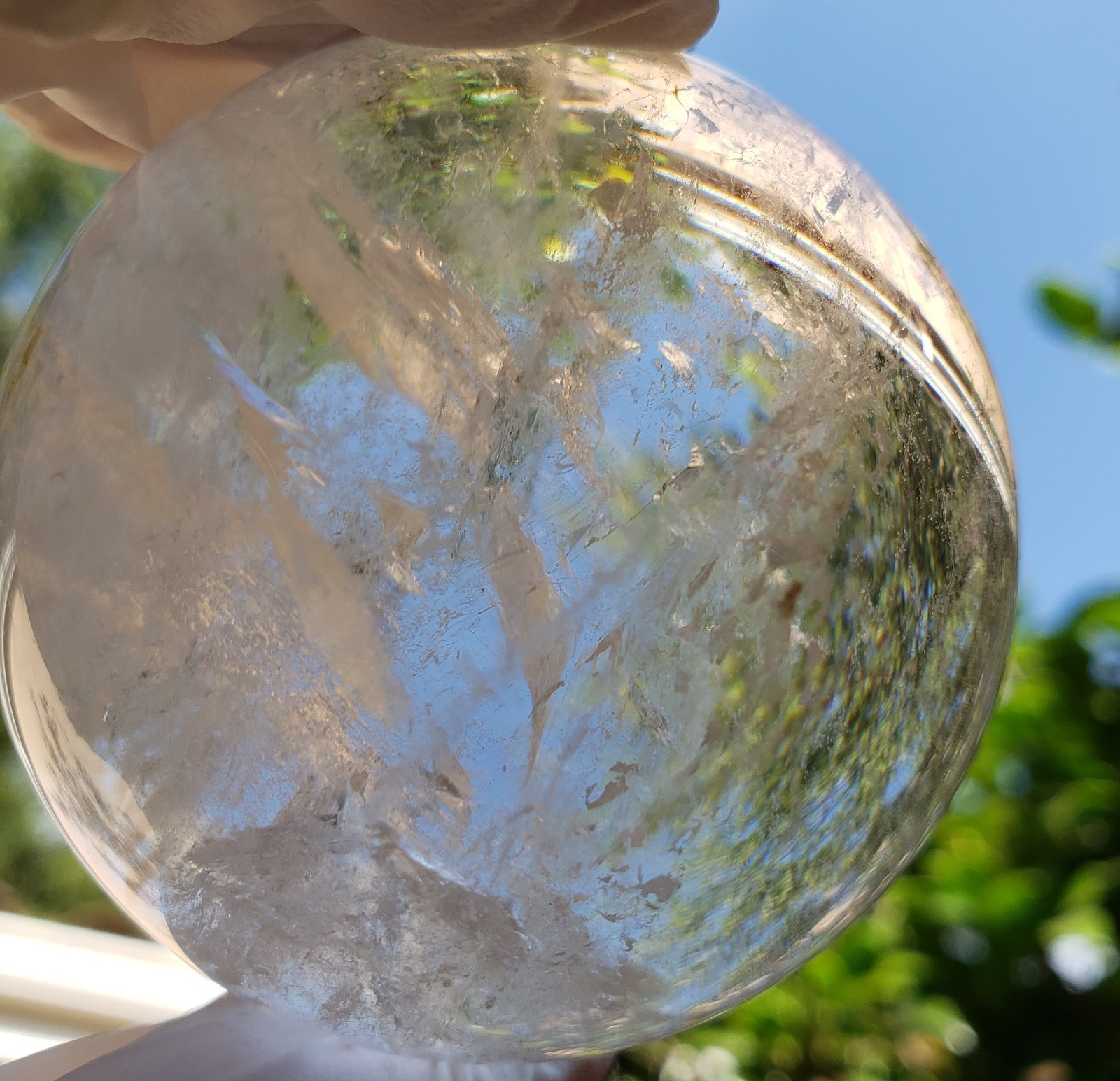 2.3″ Clear Quartz Natural Crystal Ball Sphere Orb Rainbows Phantom, 288g