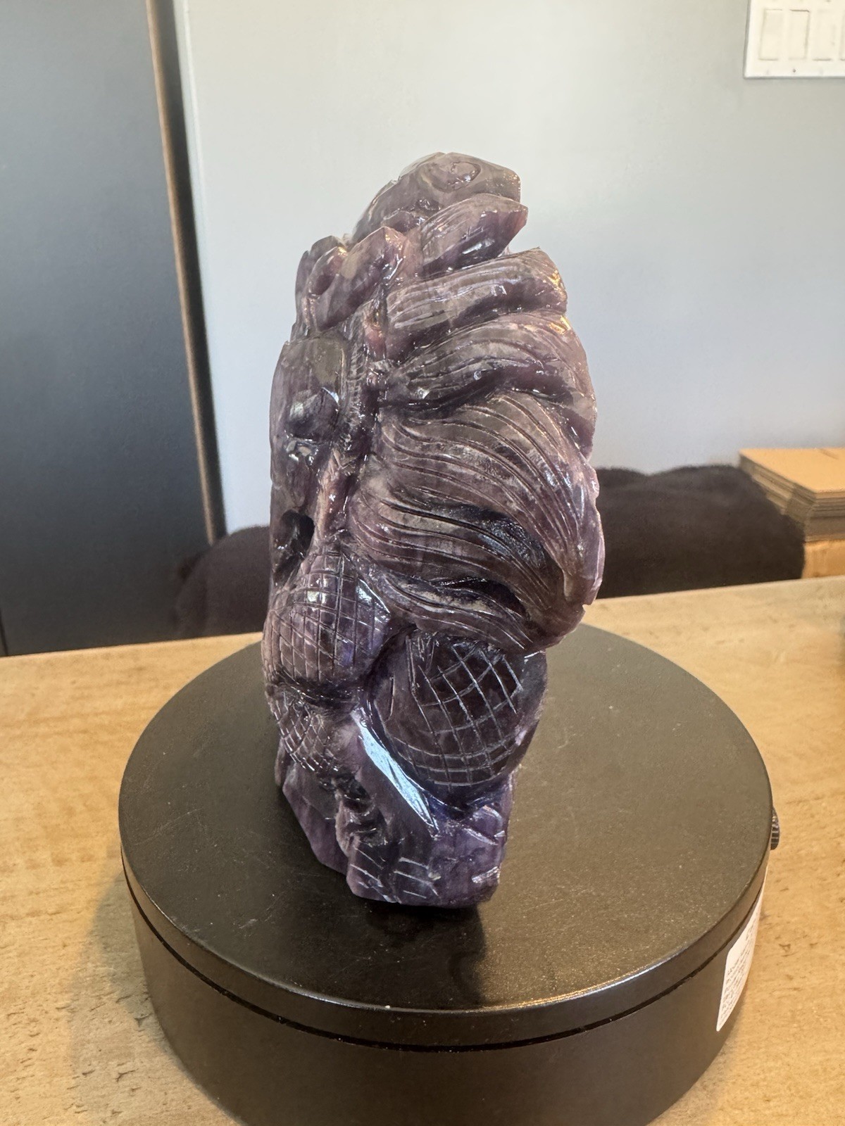 Purple Mica Crystal Carved Chinese Dragon 2.5 lbs