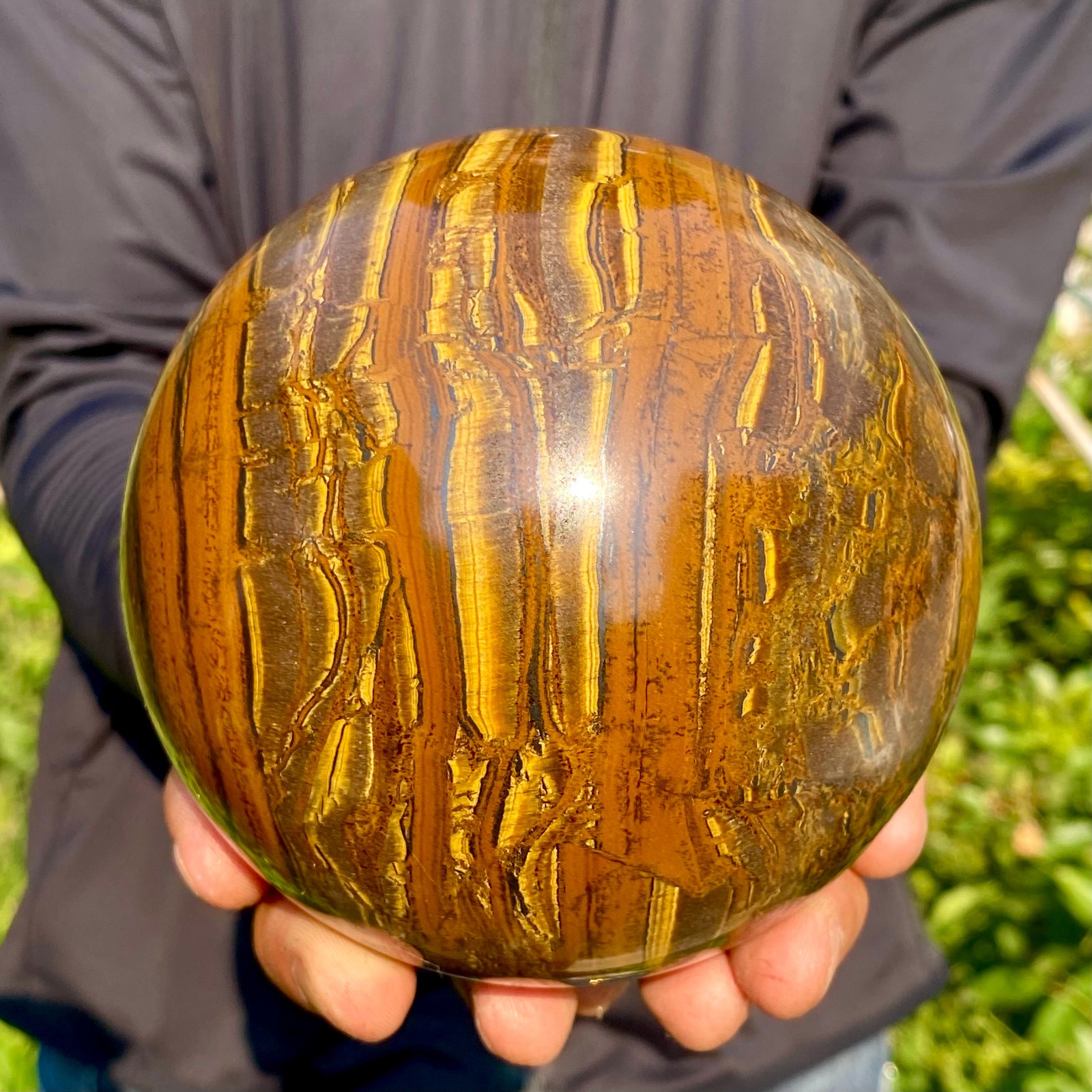 4.47LB Large Natural Tiger’s Eye Ball Quartz Crystal Sphere Gem Healing Décor