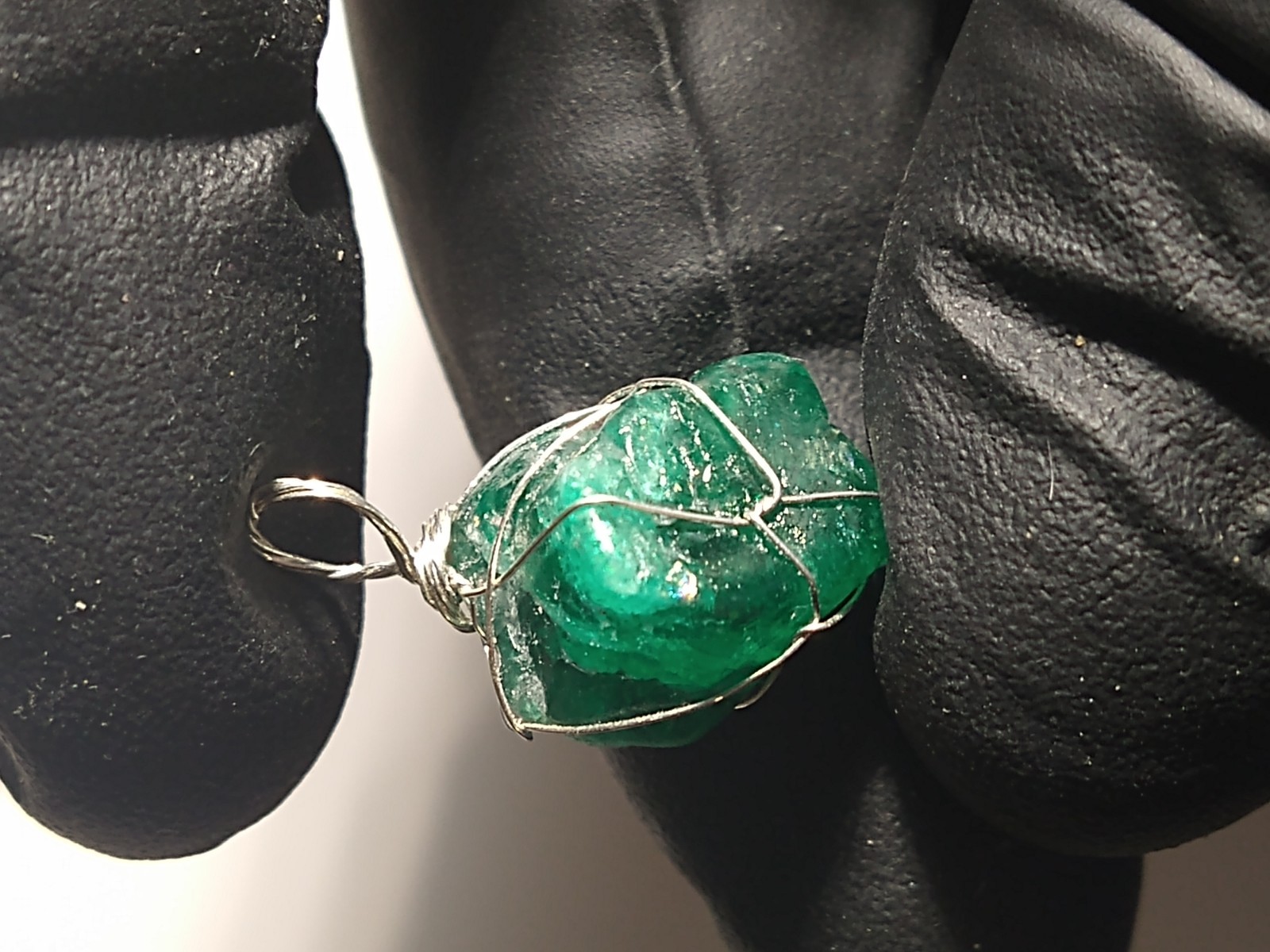 13.5 Translucent Rough Emerald Crystal Pendant With Gemmy Parts Excellent Color