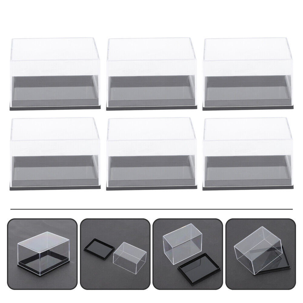 6Pcs Transparent Boxes Plastic Showing Boxes Mineral Specimen Box for Shop Home