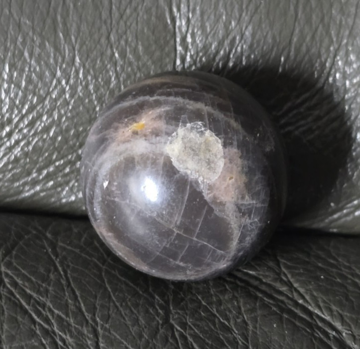 37 MM 2 OZ Peach Moonstone Black Moonstone Sphere Polished Natural Healing