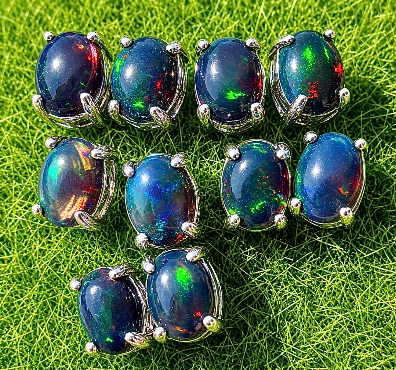 Wholesale 5 Pairs Black Opal Stud Earring 5x7mm