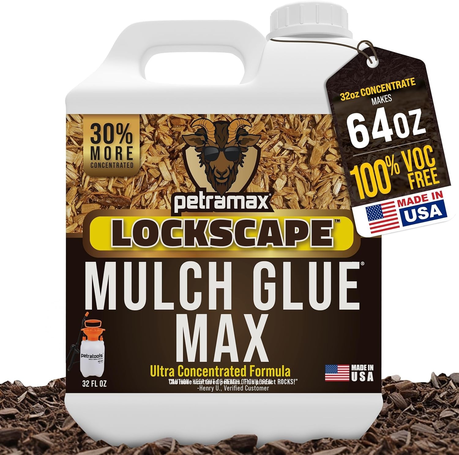 32 Oz Lockscape Landscape Glue – Powerful Pet-Safe 3X Concentrate for Mulch