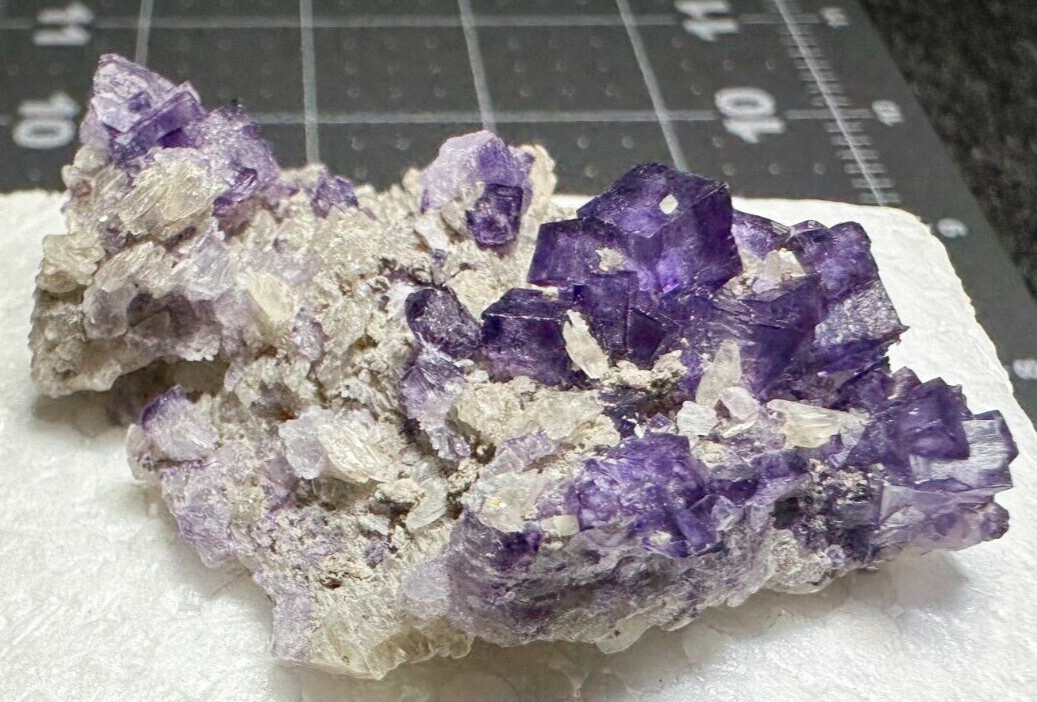 ➤2-1/4″ Deep PURPLE FLUORITE CUBES on CALCITE Cave In Rock Illinois VIDEO➤300