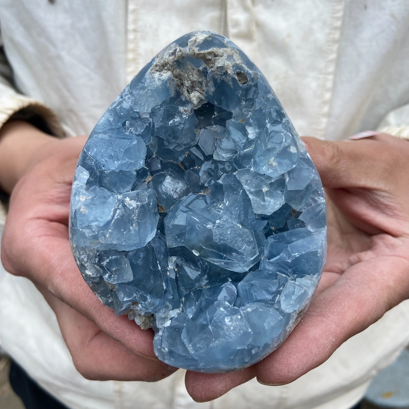 1.6lb Natural Blue Celestite Crystal Geode Quartz Cluster Mineral Specimen