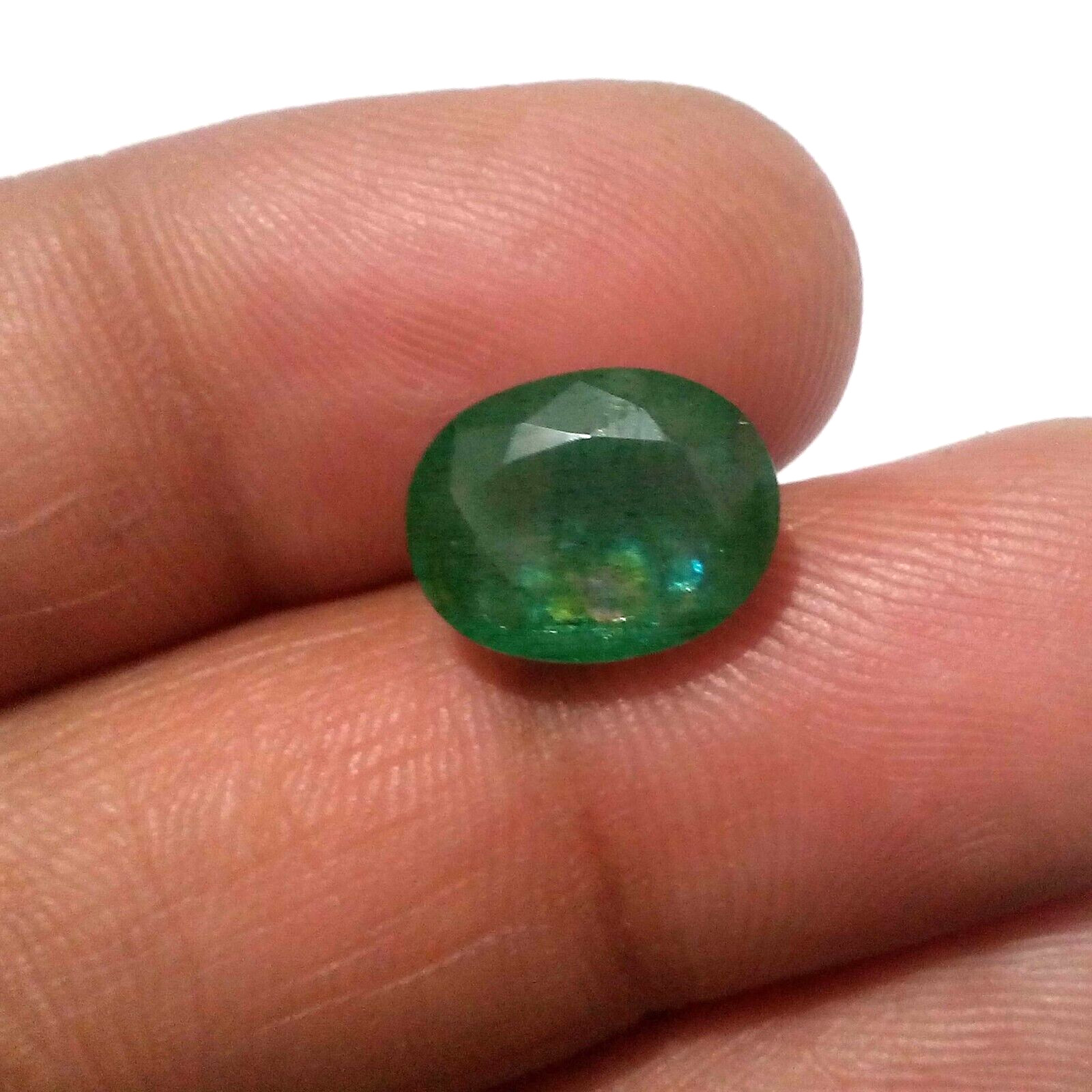 100% Natural Zambian Emerald Oval Shape 5.85 Crt Green Faceted Loose Gemstone