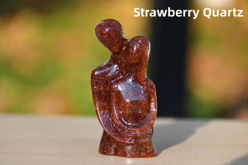 3″ Natural Quartz carved Lovers Reiki Healing Crystal Decor Ornament Gift 1pc