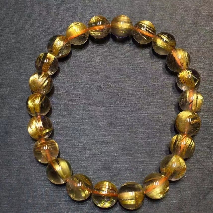Fashion Design Natural Gold Rutilated Quartz Round Beads AAAA 8.5mm