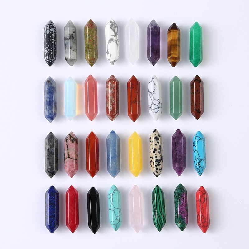 US 2-10pcs Wholesale Natural Obelisk Quartz Crystal Wand Double Point Healing