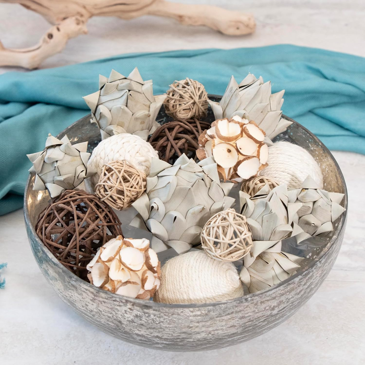 ANDALUCA Decorative Balls Bag Bowl Filler Home Decor (Artichoke) Beige
