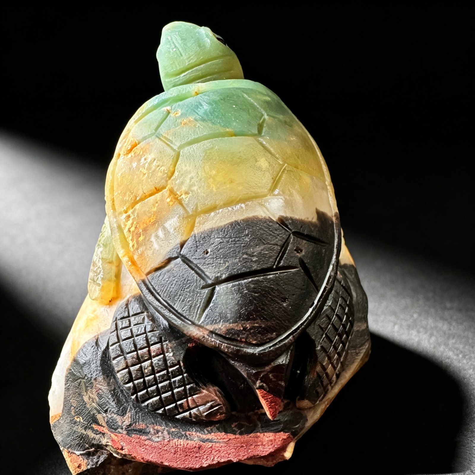 Hand Carved Natural Amazonite Turtle Figurine Polished Desk Decor Unique Gift
