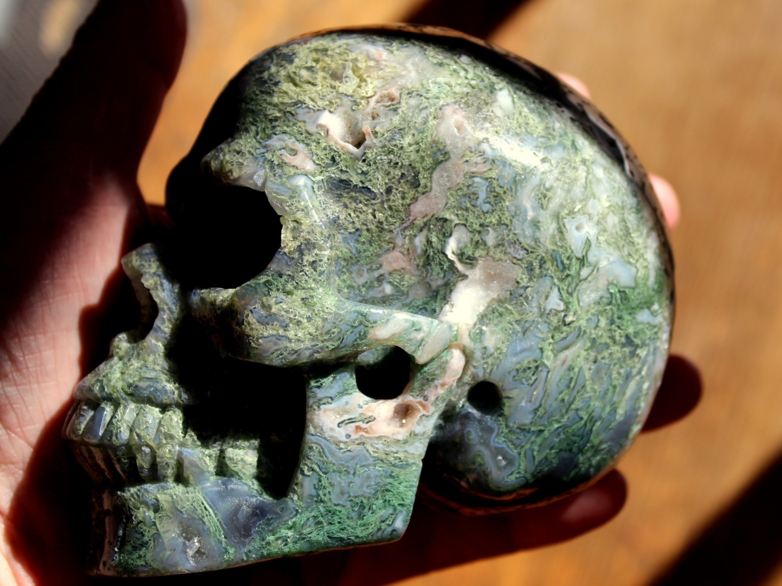 Magnificent Hand Carved Ocean Agate Crystal Skull *** Over 5″ *** 3 POUNDS! ***