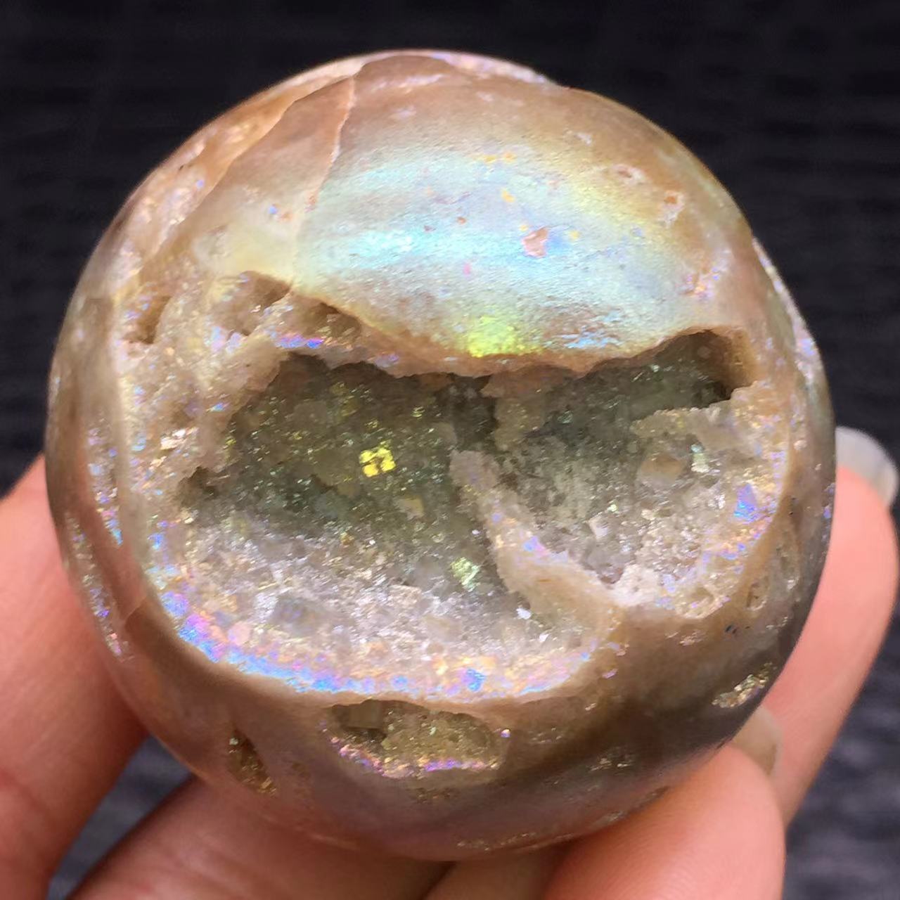 Angel Aura Natural Sphalerite Crystal Geode Druzy Ball Healing Decorate 43mm