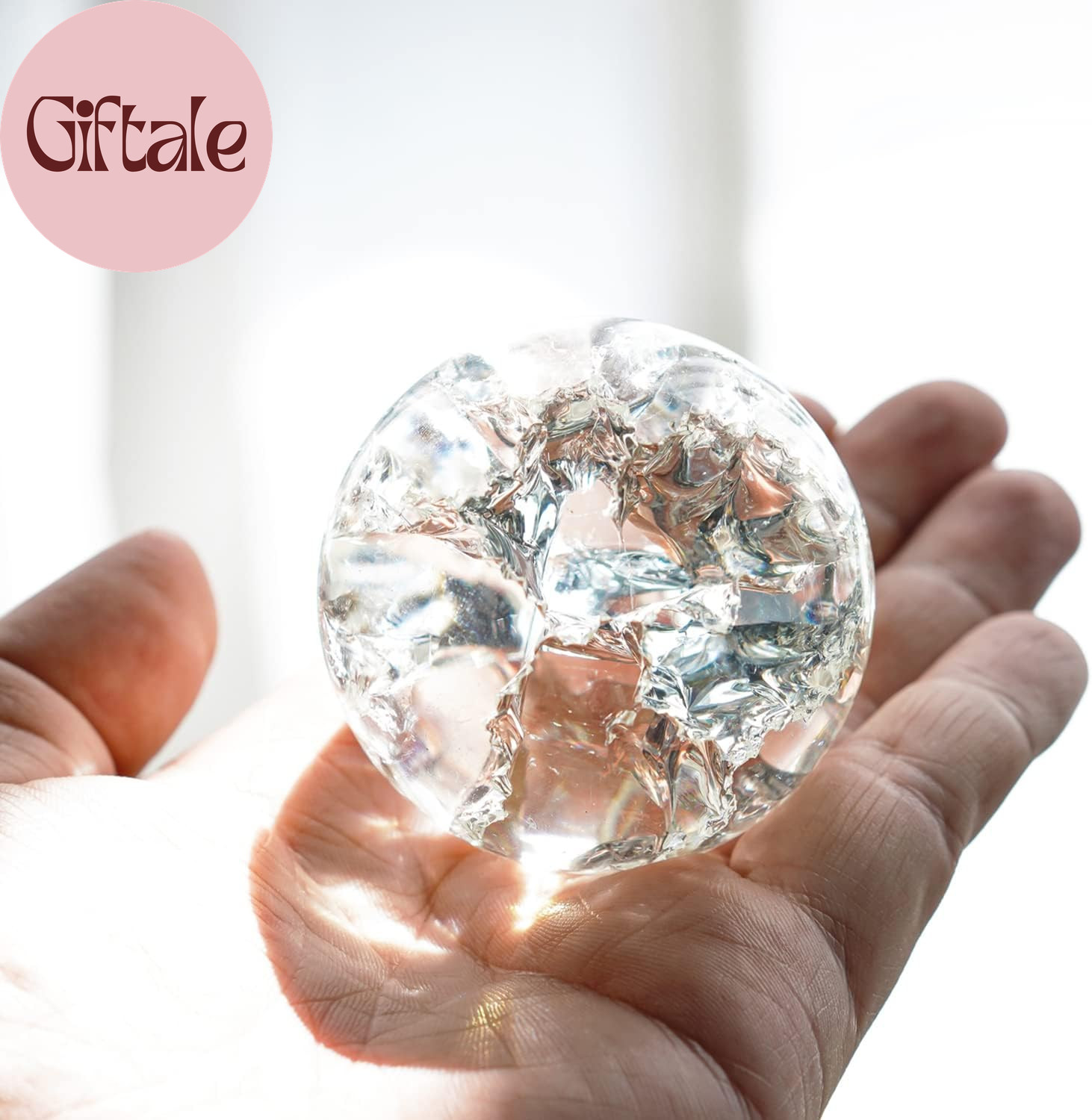 60Mm Ice Cracked Crystal Ball Paperweight Crystal Glass Sphere with Stand for Ch