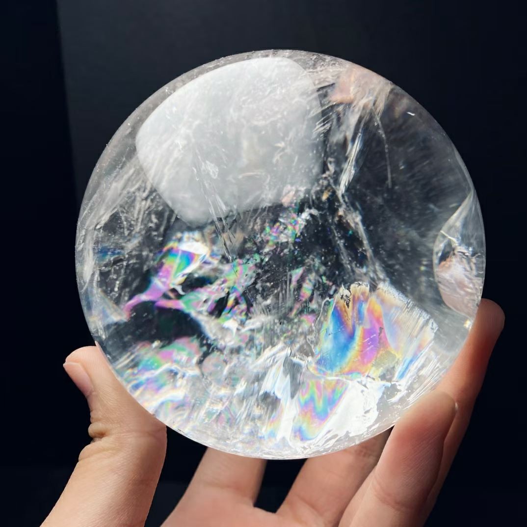 2.03LB Natural Rainbow White Quartz Sphere Energy Crystal Ball Reiki Decor