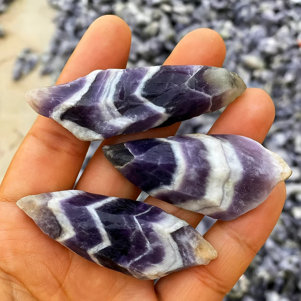 Raw Chevron Amethyst Chunk Natural Healing Crystal Mineral Rock DIY Decoration