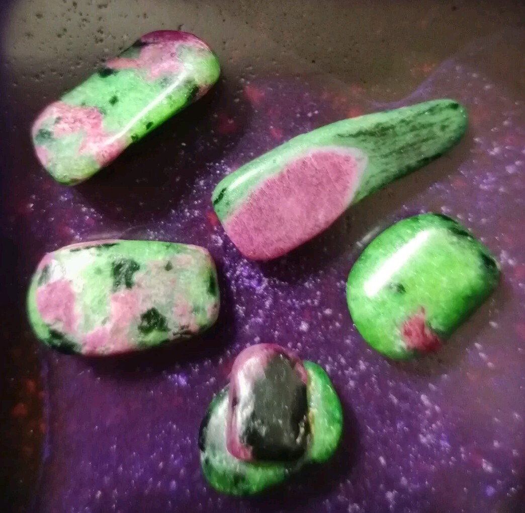 Lot/5 Ruby Zoisite Tumble Stones For Jewelry Making, Chaka, Meditation, Health