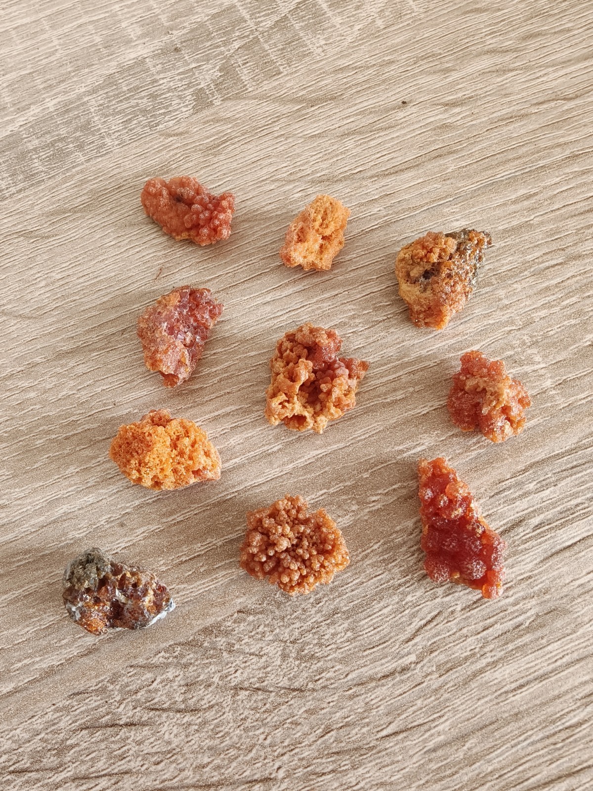10 Pcs Zincite Specimen Lot 48g Total Red Orange Polish Crystal 1.5-2cm