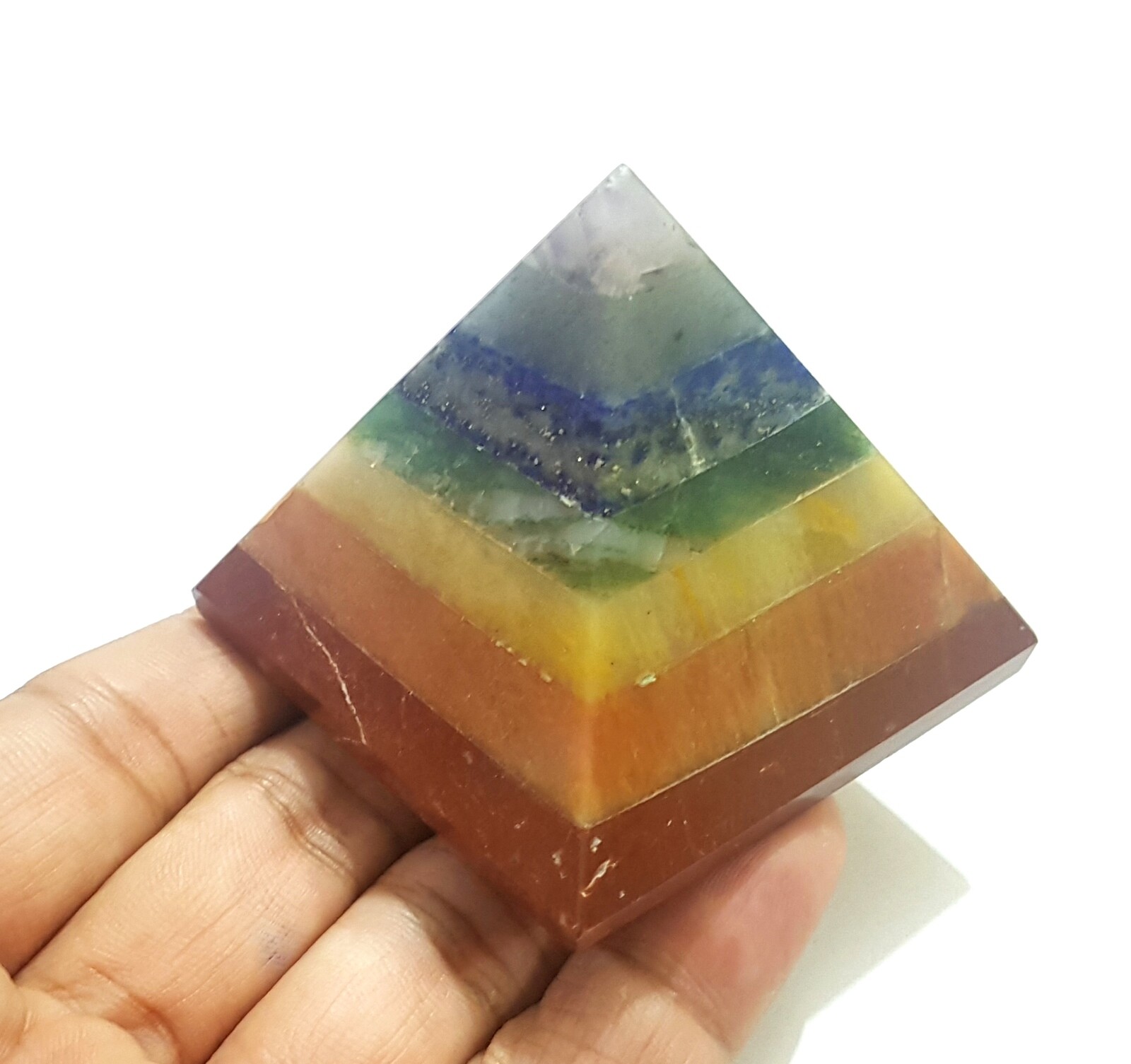 7 Chakra Bonded Big Natural Crystal Chakra Pyramid 2 Inches