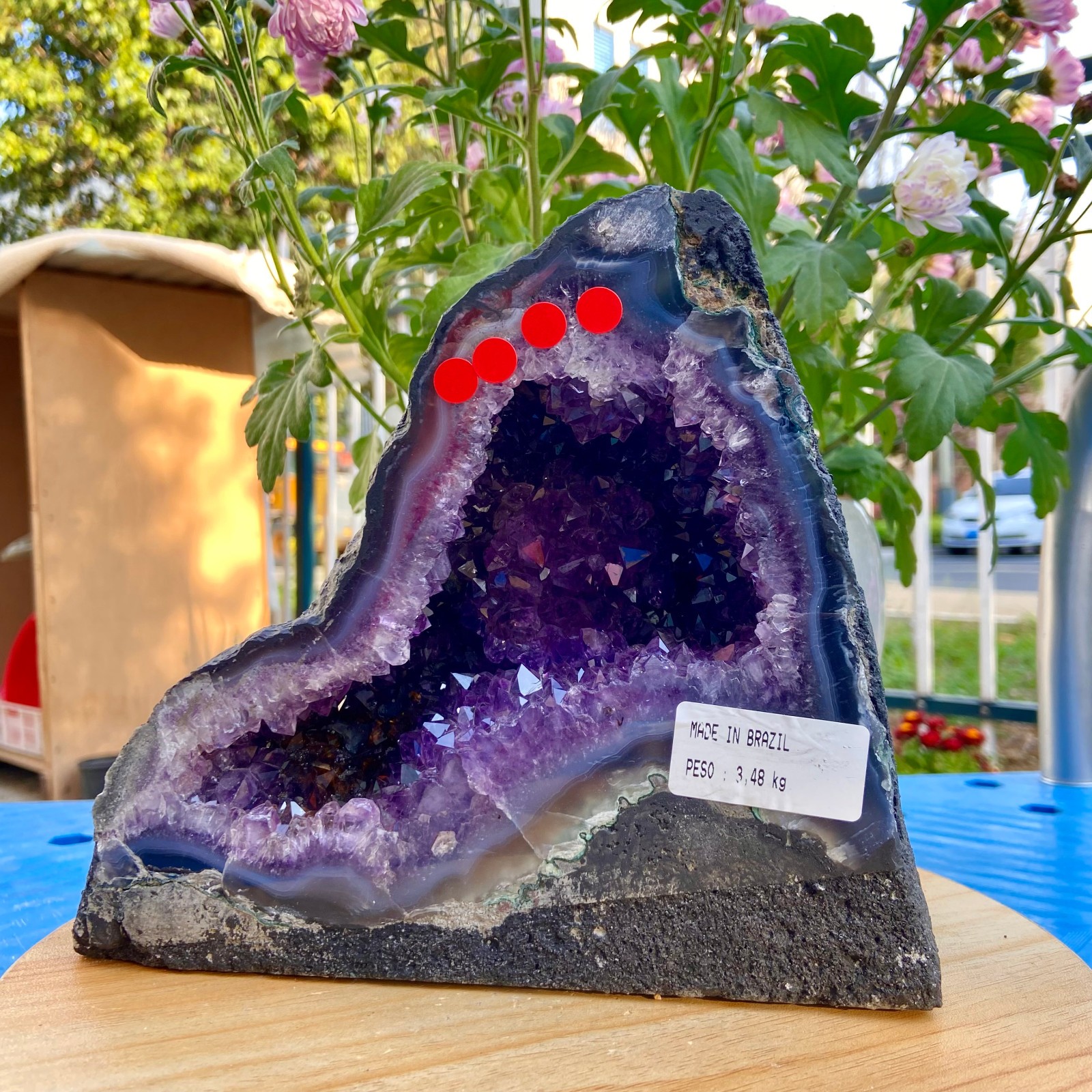 7.6LB Natural Amethyst Geode Quartz Crystal Cluster Cathedral Energy healing