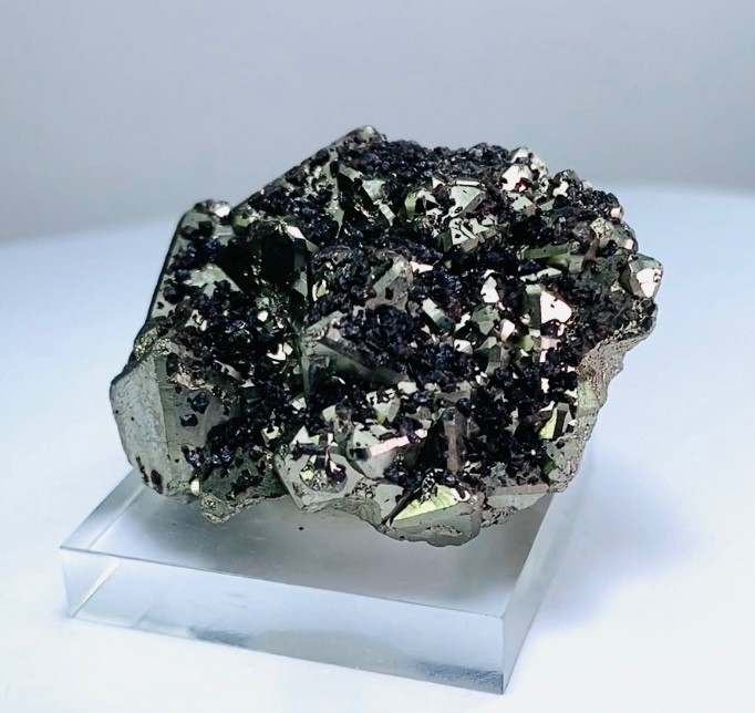 PYRITE OCTAHEDRAL CRYSTALS with MICRO SPHALERITE XLS. from PERU….HUANZALA MINE