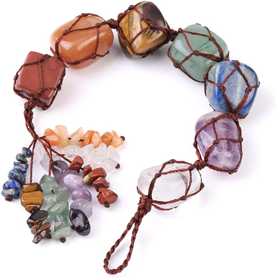 1PCS 7 Chakra Car Ornaments,Gemstones Reiki Healing Crystals Tassel Wall Hanger