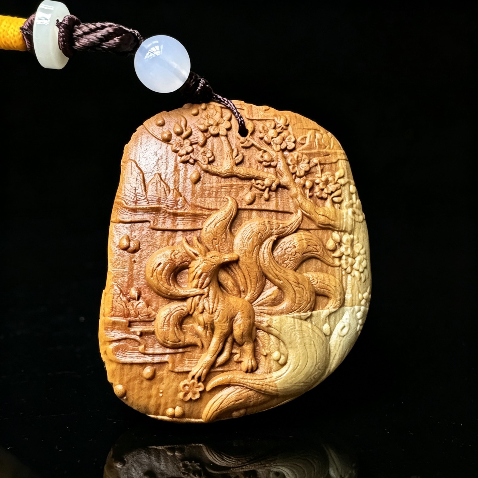 Natural Songhua Stone Nine Tailed Fox Carving – Crystal Mineral Figurine 2.3″