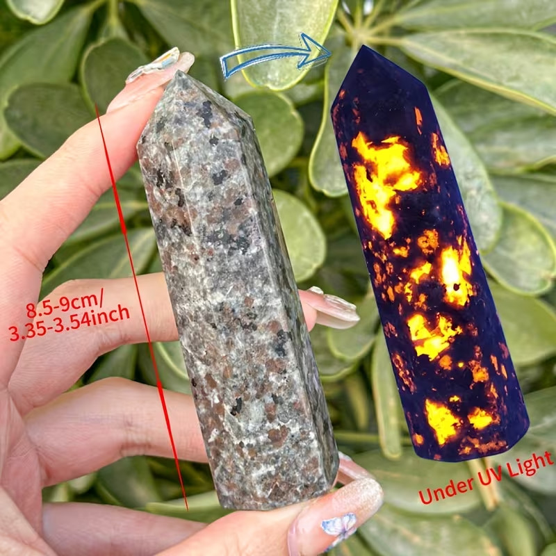 Yooperlite Crystal Tower Natural UV-Reactive Reiki Healing Stone Glow Dark Decor