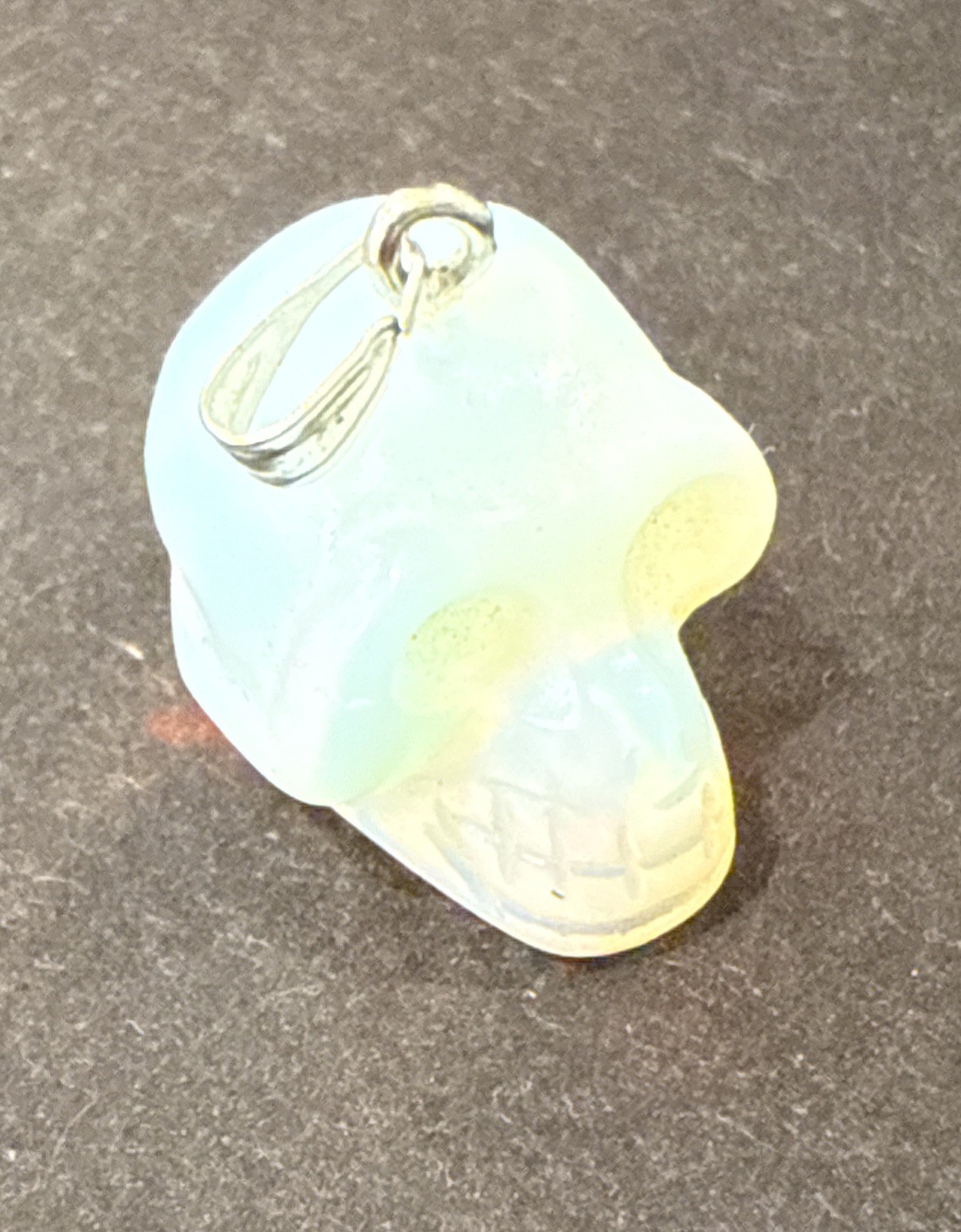 Opalite Crystal Skull & Raven Skull Set – Carved Iridescent Gemstone Lot of 2