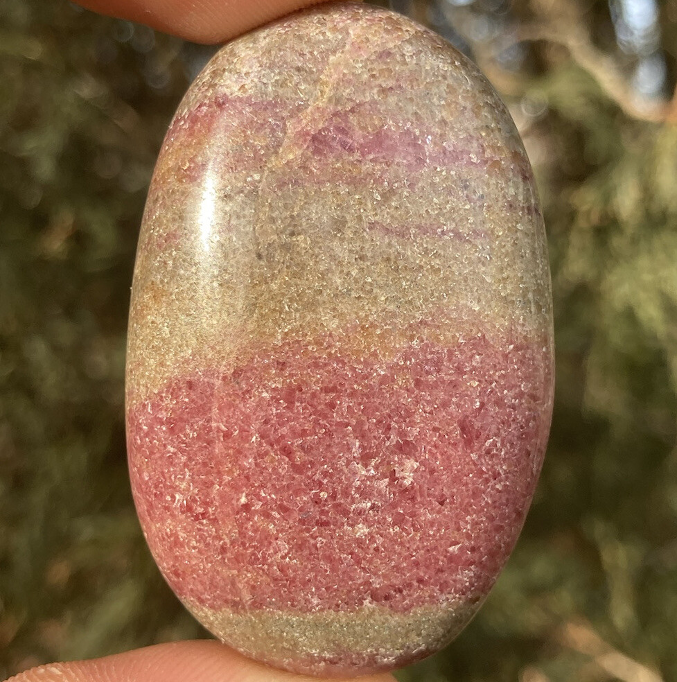 Handmade RED RHODONITE Polished Palm Stone Crystal AMBINDAVATO MADAGASCAR 2.16”