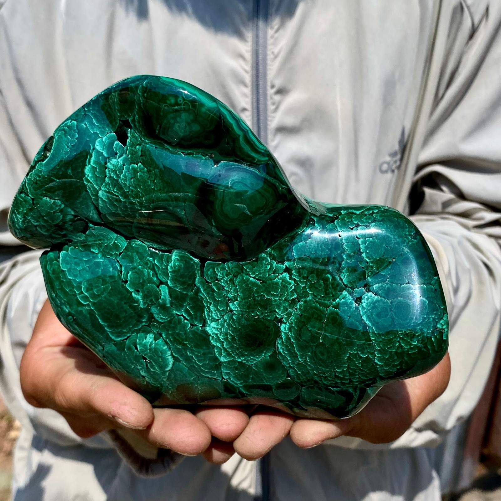 2.35LB Natural Polished Malachite Mineral freeform specimen Reiki Stone