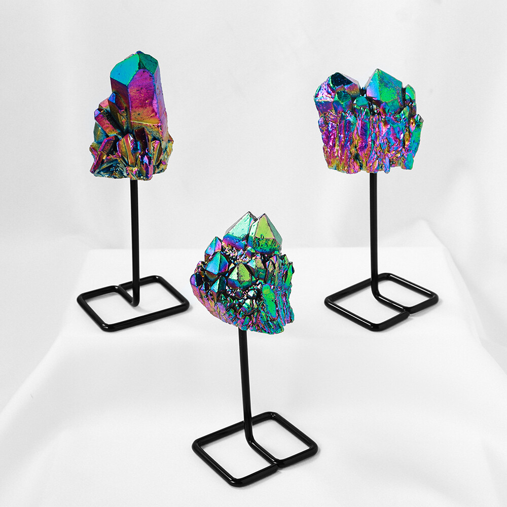 Electroplating Colorful Rainbow Crystal Clusters Mineral Specimen Healing Decor
