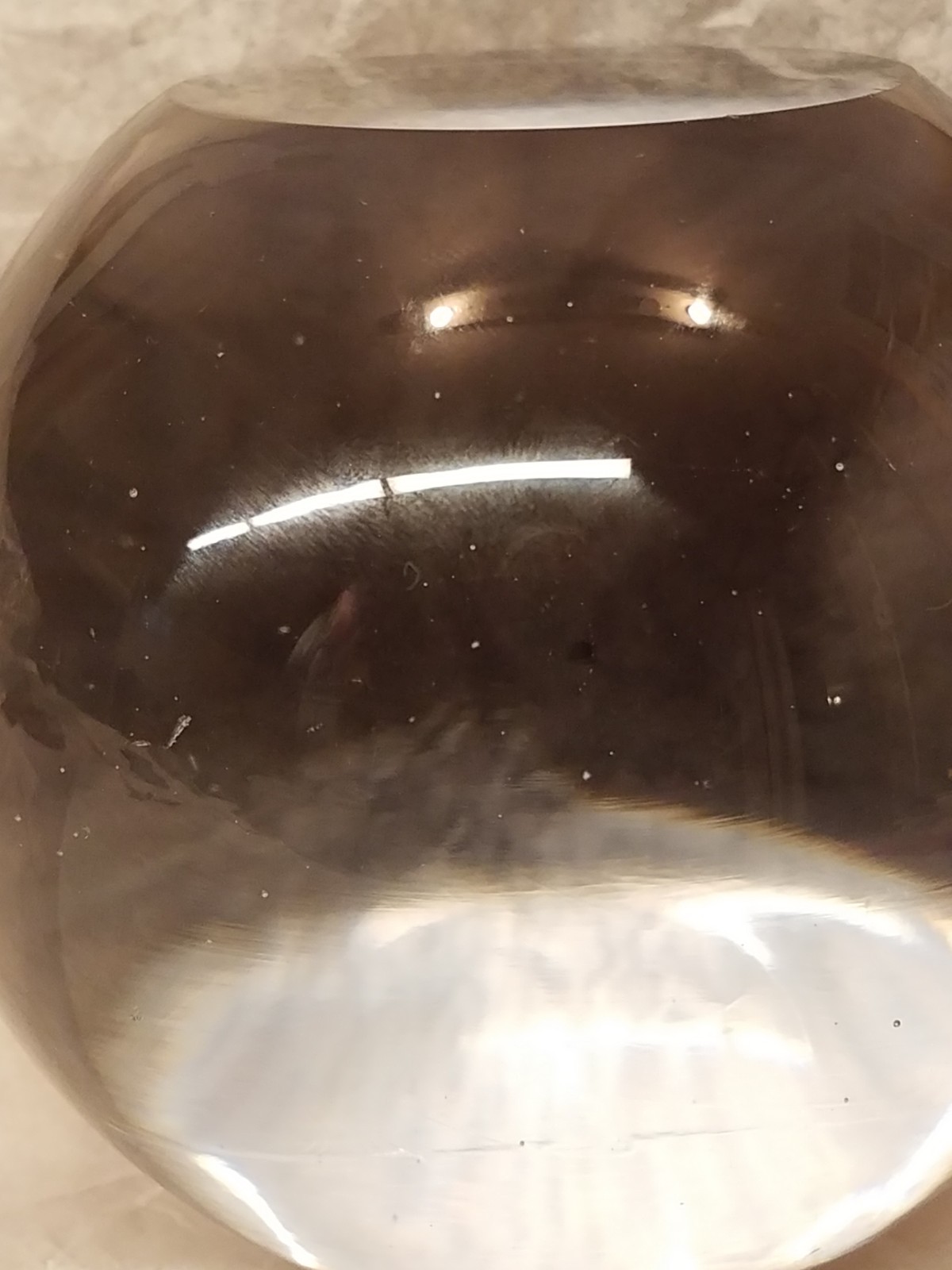 Glass Ball Solid Clear Sphere Flat on One side Paper Weight 4 Inch Diameter