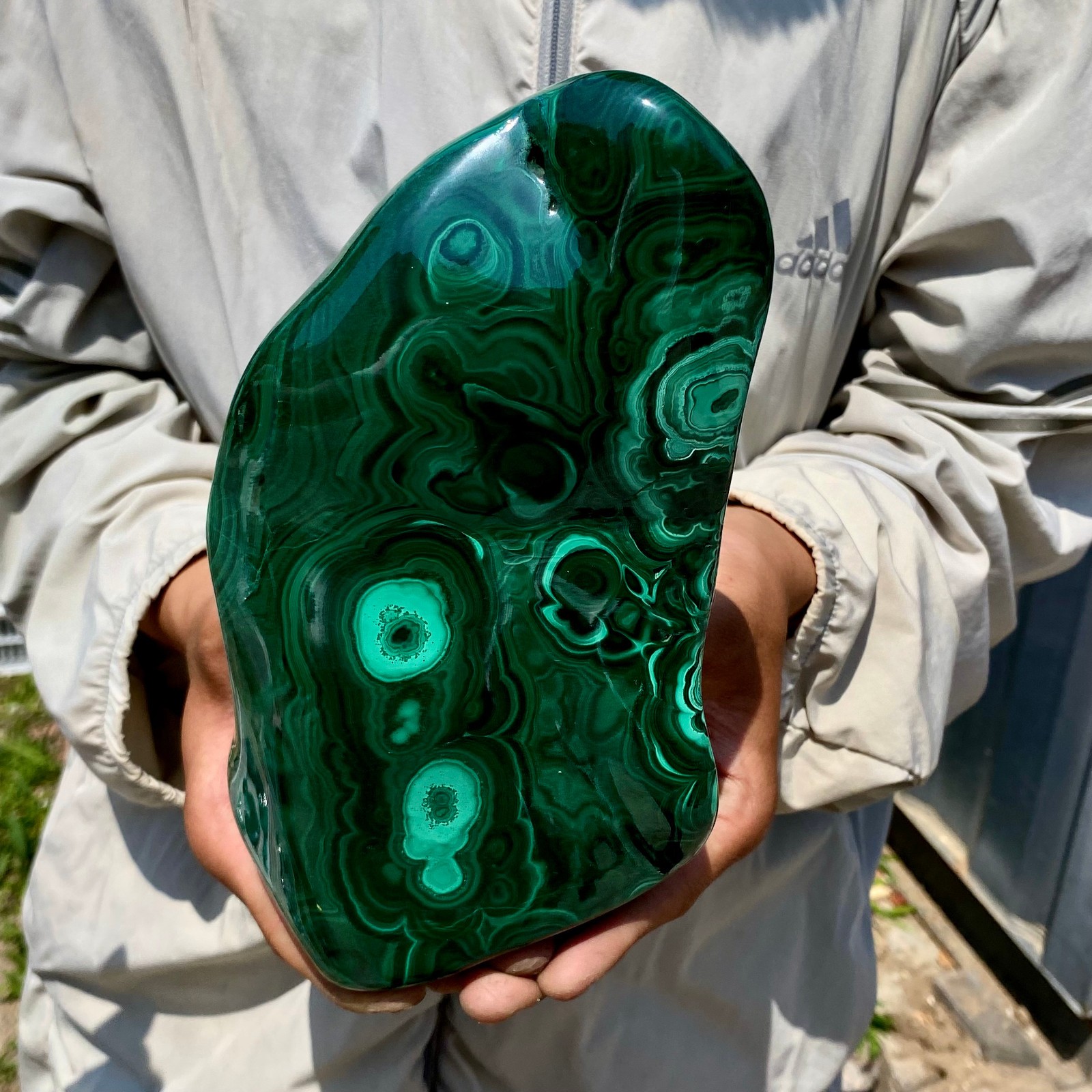 3.94LB Natural glossy Malachite transparent cluster rough mineral sample