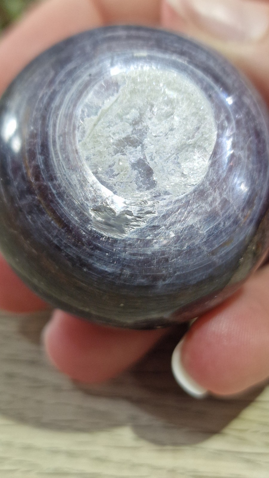 Purple Mica Crystal Sphere Strong Flash Free Holder 101g 40.6mm