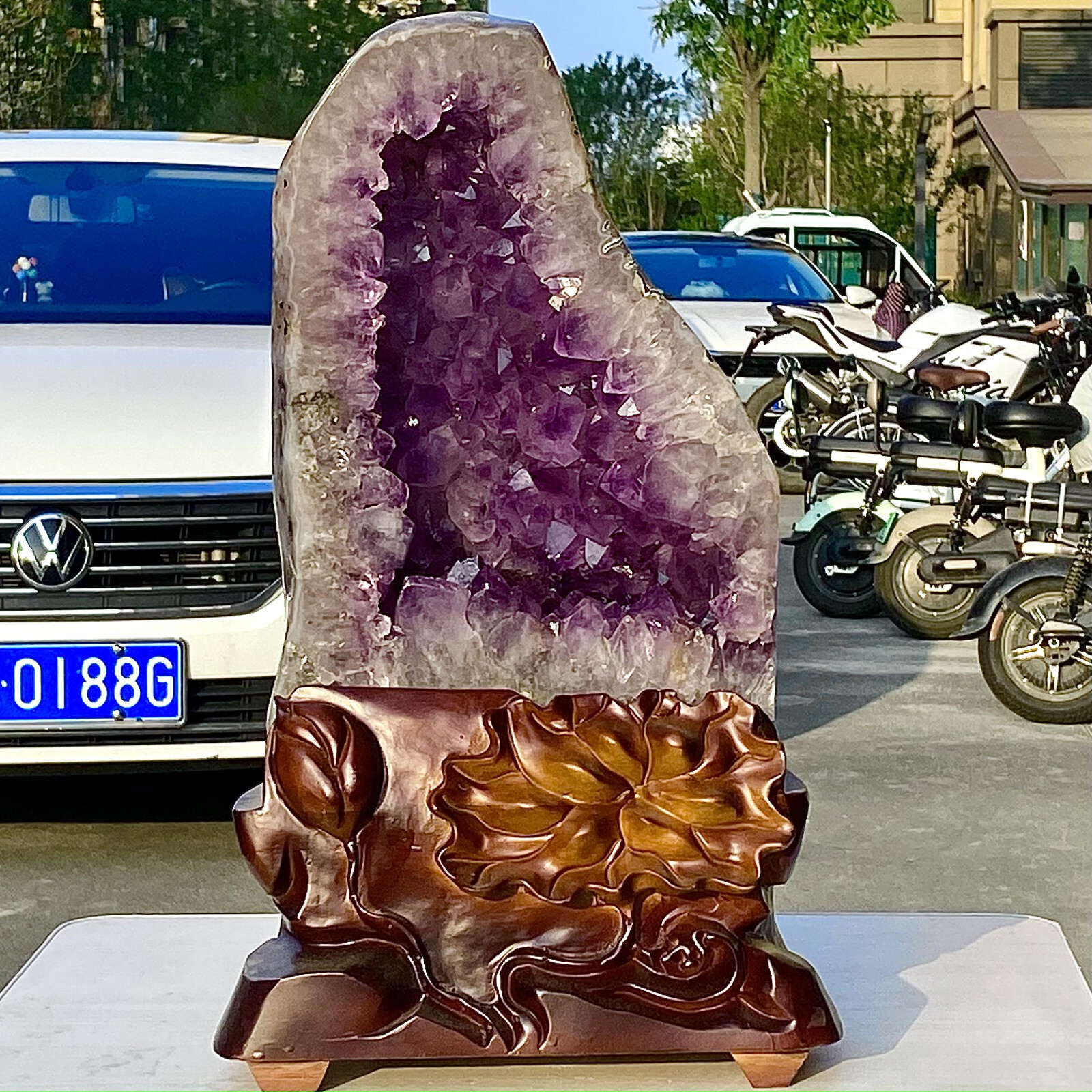 35.2LB Brazilian Amethyst Crystal Cave Stone Cluster Quartz Geode Healing