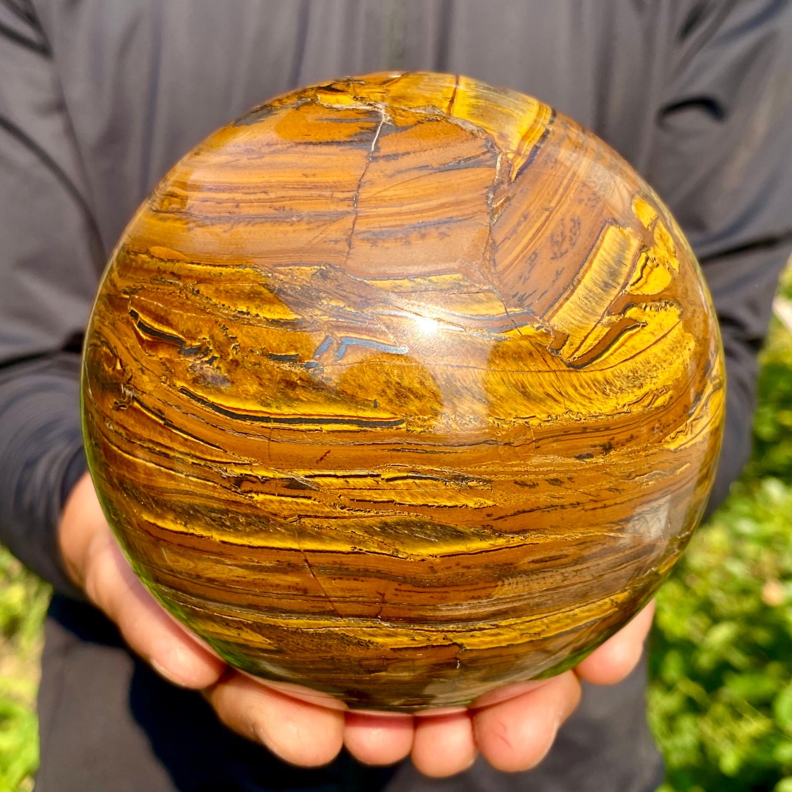4.47LB Large Natural Tiger’s Eye Ball Quartz Crystal Sphere Gem Healing Décor